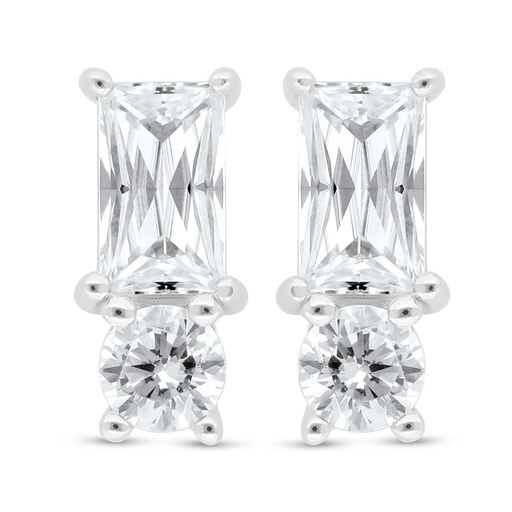 [EAR01WCZ00000C400] Sterling Silver 925 Earring Rhodium Plated Embedded With White Zircon