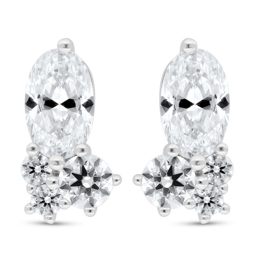 [EAR01WCZ00000C401] Sterling Silver 925 Earring Rhodium Plated Embedded With White Zircon