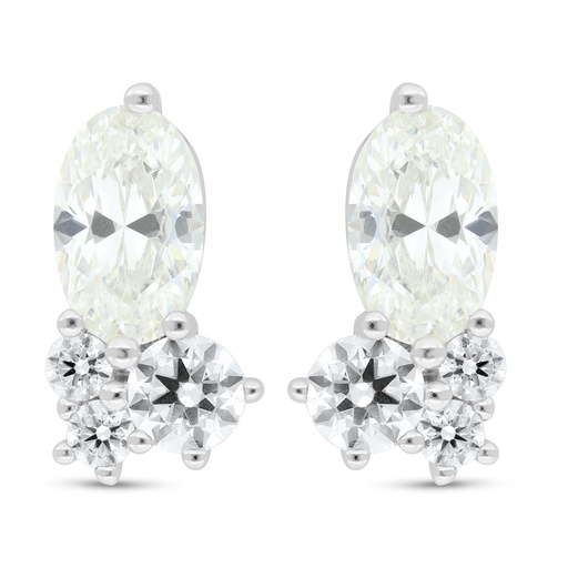 [EAR01CIT00WCZC401] Sterling Silver 925 Earring Rhodium Plated Embedded With Yellow Zircon And White Zircon