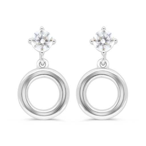 [EAR01WCZ00000C402] Sterling Silver 925 Earring Rhodium Plated Embedded With White Zircon