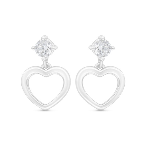 [EAR01WCZ00000C403] Sterling Silver 925 Earring Rhodium Plated Embedded With White Zircon