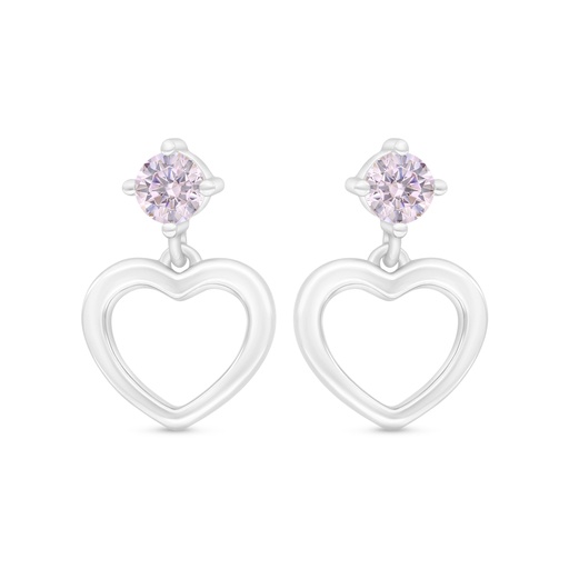 [EAR01PIK00000C403] Sterling Silver 925 Earring Rhodium Plated Embedded With Pink Zircon