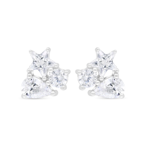 [EAR01WCZ00000C406] Sterling Silver 925 Earring Rhodium Plated Embedded With White Zircon