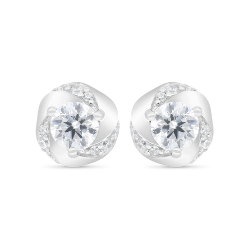 [EAR01WCZ00000C407] Sterling Silver 925 Earring Rhodium Plated Embedded With White Zircon