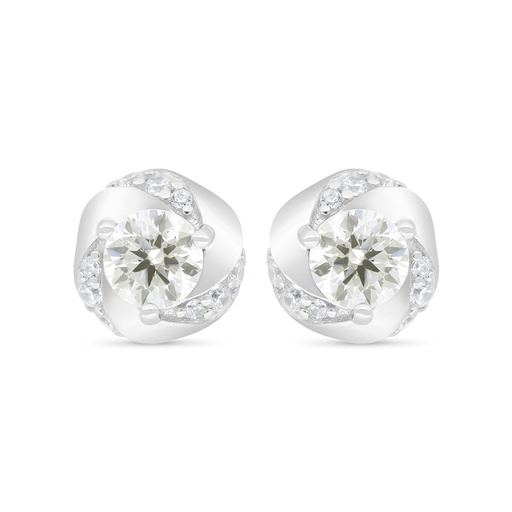 [EAR01CIT00WCZC407] Sterling Silver 925 Earring Rhodium Plated Embedded With Yellow Zircon And White Zircon