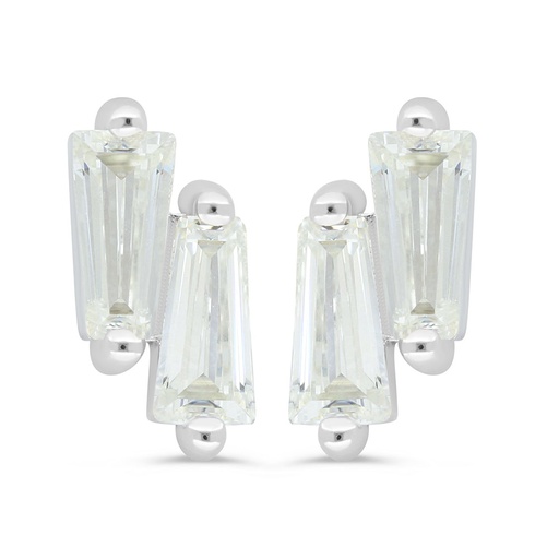 [EAR01CIT00000C408] Sterling Silver 925 Earring Rhodium Plated Embedded With Yellow Zircon