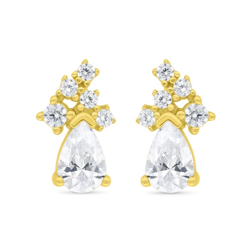 [EAR02WCZ00000C409] Sterling Silver 925 Earring Gold Plated Embedded With White Zircon