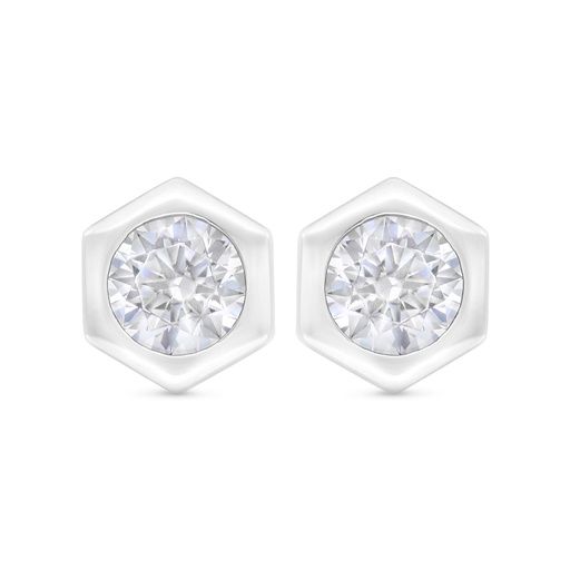 [EAR01WCZ00000C410] Sterling Silver 925 Earring Rhodium Plated Embedded With White Zircon