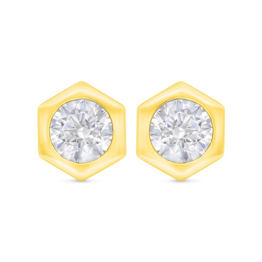 [EAR02WCZ00000C410] Sterling Silver 925 Earring Gold Plated Embedded With White Zircon