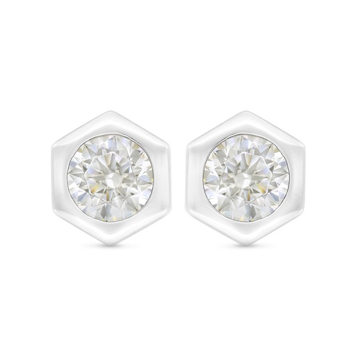 [EAR01CIT00000C410] Sterling Silver 925 Earring Rhodium Plated Embedded With Yellow Zircon