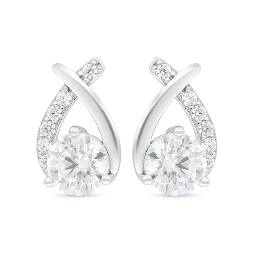 [EAR01CIT00WCZC411] Sterling Silver 925 Earring Rhodium Plated Embedded With Yellow Zircon And White Zircon