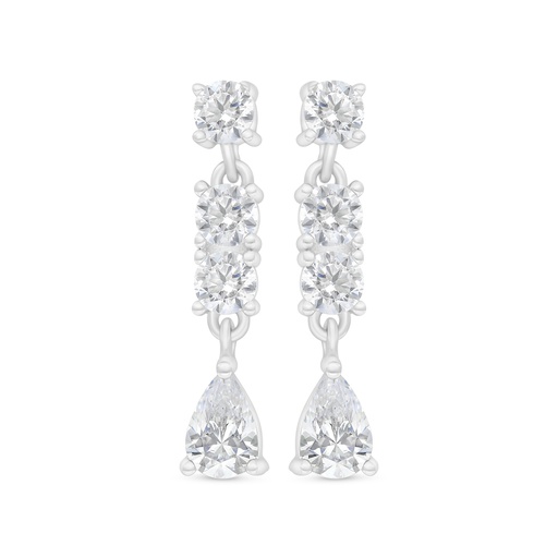 [EAR01WCZ00000C412] Sterling Silver 925 Earring Rhodium Plated Embedded With White Zircon