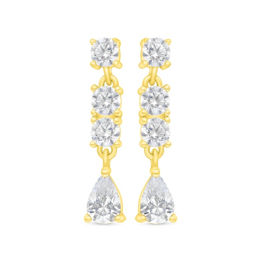 [EAR02WCZ00000C412] Sterling Silver 925 Earring Gold Plated Embedded With White Zircon