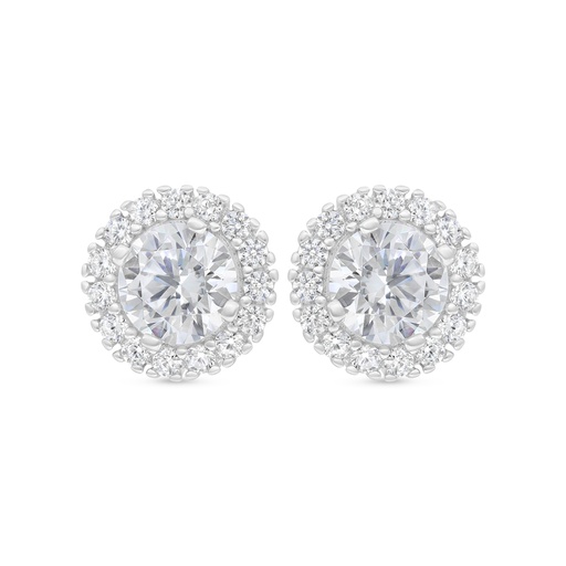 [EAR01WCZ00000C413] Sterling Silver 925 Earring Rhodium Plated Embedded With White Zircon