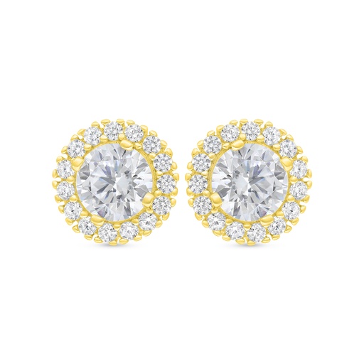 [EAR02WCZ00000C413] Sterling Silver 925 Earring Gold Plated Embedded With White Zircon