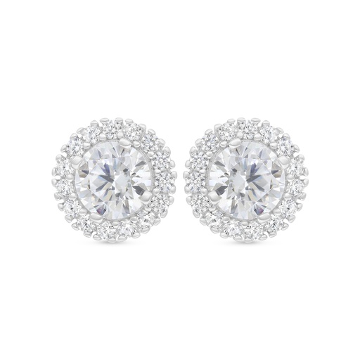 [EAR01CIT00WCZC413] Sterling Silver 925 Earring Rhodium Plated Embedded With Yellow Zircon And White Zircon