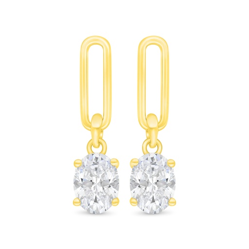 [EAR02WCZ00000C414] Sterling Silver 925 Earring Gold Plated Embedded With White Zircon