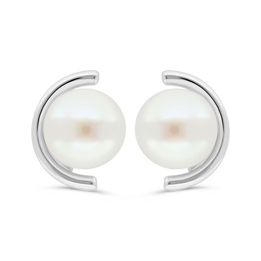 [EAR01PRL00000C418] Sterling Silver 925 Earring Rhodium Plated Embedded With White Shell Pearl 