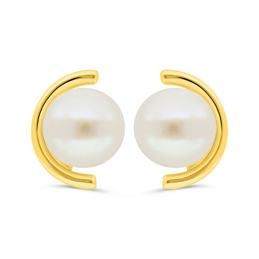 [EAR02PRL00000C418] Sterling Silver 925 Ring Golden Plated Embedded With White Shell Pearl 