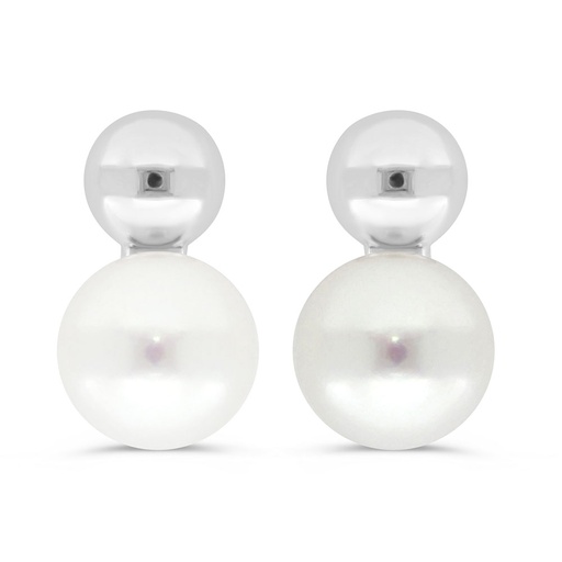 [EAR01PRL00000C419] Sterling Silver 925 Earring Rhodium Plated Embedded With White Shell Pearl 