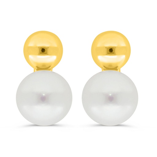 [EAR02PRL00000C419] Sterling Silver 925 Earring Golden Plated Embedded With White Shell Pearl 