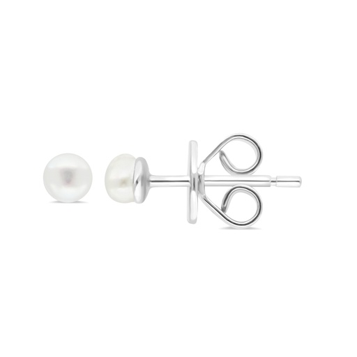 [EAR01PRL00000C424] Sterling Silver 925 Earring Rhodium Plated Embedded With White Shell Pearl 