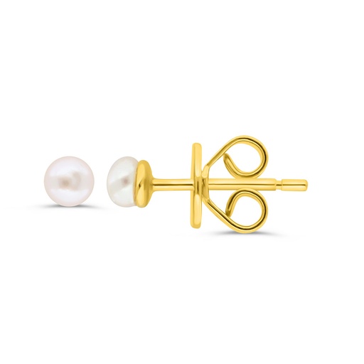 [EAR02PRL00000C424] Sterling Silver 925 Ring Golden Plated Embedded With White Shell Pearl 