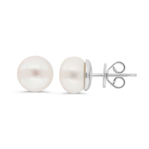 [EAR01PRL00000C427] Sterling Silver 925 Earring  Rhodium Plated Embedded With White Shell Pearl 