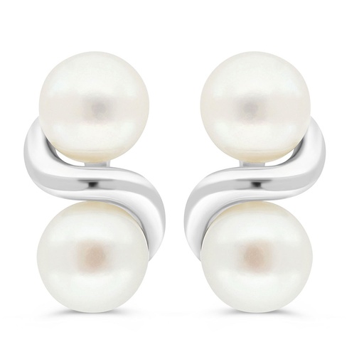 [EAR01PRL00000C429] Sterling Silver 925 Earring Rhodium Plated Embedded With White Shell Pearl 