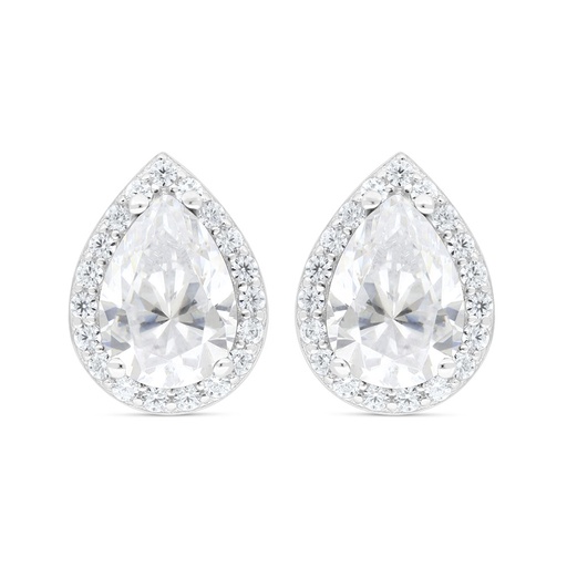 [EAR01WCZ00000C435] Sterling Silver 925 Earring Rhodium Plated Embedded With White Zircon