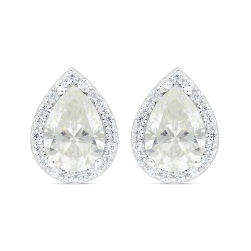 [EAR01CIT00WCZC435] Sterling Silver 925 Earring Rhodium Plated Embedded With Yellow Zircon And White Zircon