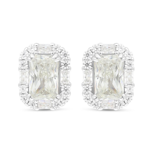[EAR01WCZ00000C436] Sterling Silver 925 Earring Rhodium Plated Embedded With White Zircon