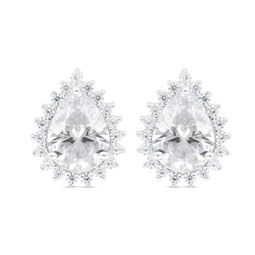 [EAR01WCZ00000C437] Sterling Silver 925 Earring Rhodium Plated Embedded With White Zircon