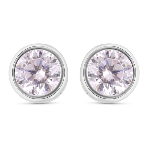[EAR01PIK00000C438] Sterling Silver 925 Earring Rhodium Plated Embedded With Pink Zircon