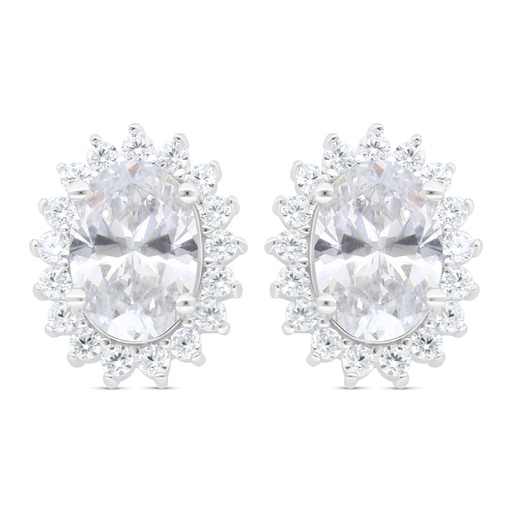[EAR01WCZ00000C439] Sterling Silver 925 Earring Rhodium Plated Embedded With White Zircon