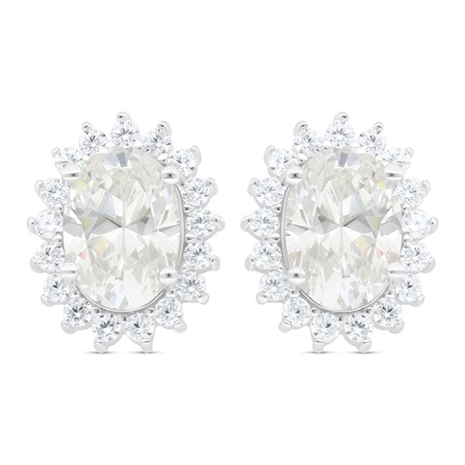 [EAR01CIT00WCZC439] Sterling Silver 925 Earring Rhodium Plated Embedded With Yellow Zircon And White Zircon