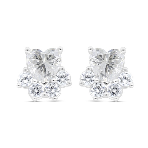 [EAR01WCZ00000C440] Sterling Silver 925 Earring Rhodium Plated Embedded With White Zircon