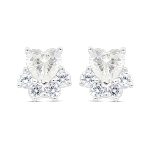 [EAR01CIT00WCZC440] Sterling Silver 925 Earring Rhodium Plated Embedded With Yellow Zircon And White Zircon