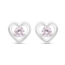 Sterling Silver 925 Earring Rhodium Plated Embedded With Pink Zircon