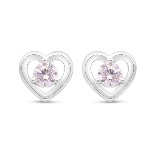 [EAR01PIK00000C442] Sterling Silver 925 Earring Rhodium Plated Embedded With Pink Zircon