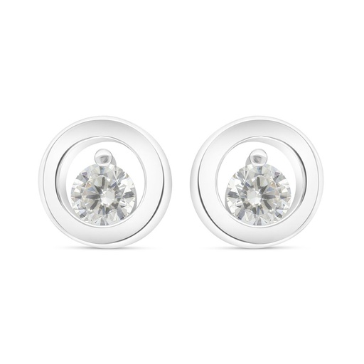 [EAR01WCZ00000C443] Sterling Silver 925 Earring Rhodium Plated Embedded With White Zircon