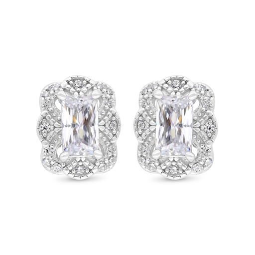 [EAR01WCZ00000C444] Sterling Silver 925 Earring Rhodium Plated Embedded With White Zircon