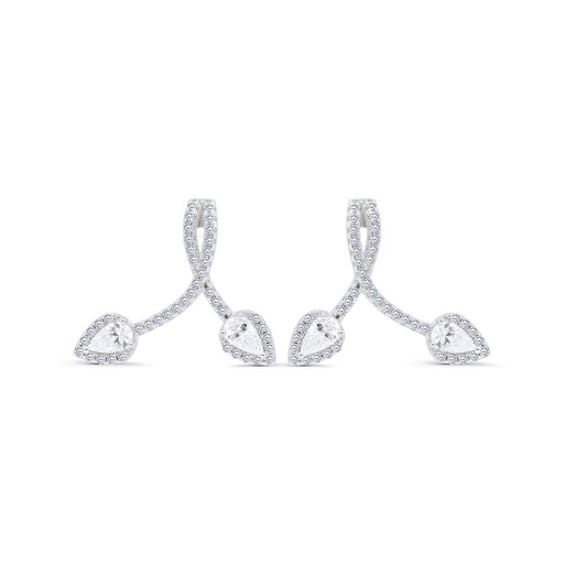 [EAR01WCZ00000C445] Sterling Silver 925 Earring Rhodium Plated Embedded With White Zircon