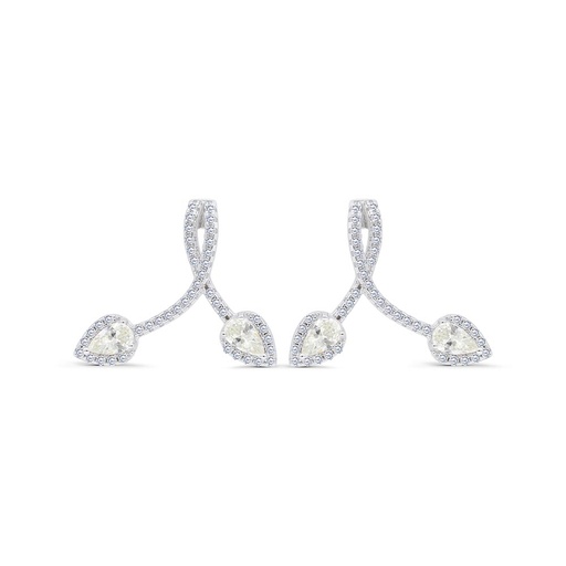 [EAR01CIT00WCZC445] Sterling Silver 925 Earring Rhodium Plated Embedded With Yellow Zircon And White Zircon