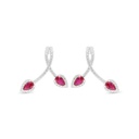 Sterling Silver 925 Earring Rhodium Plated Embedded With Ruby Corundum And White Zircon