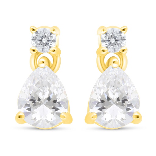 [EAR02WCZ00000C446] Sterling Silver 925 Earring Gold Plated Embedded With White Zircon