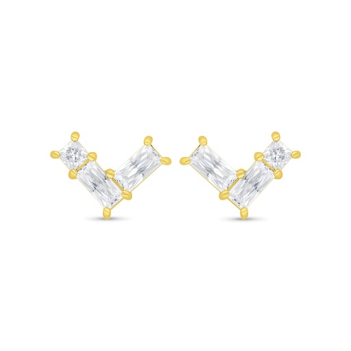 [EAR02WCZ00000C447] Sterling Silver 925 Earring Gold Plated Embedded With White Zircon