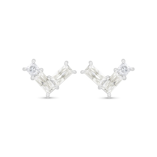 [EAR01CIT00WCZC447] Sterling Silver 925 Earring Rhodium Plated Embedded With Yellow Zircon And White Zircon