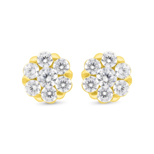[EAR02WCZ00000C448] Sterling Silver 925 Earring Gold Plated Embedded With White Zircon