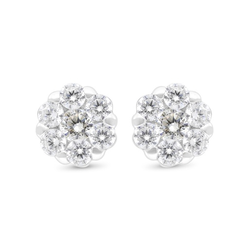 [EAR01CIT00WCZC448] Sterling Silver 925 Earring Rhodium Plated Embedded With Yellow Zircon And White Zircon